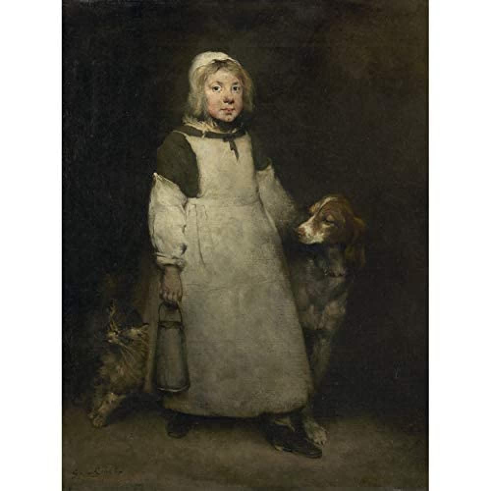 Artery8 Ribot The Little Milkmaid Art Print Canvas Premium Wall Decor Poster Mural