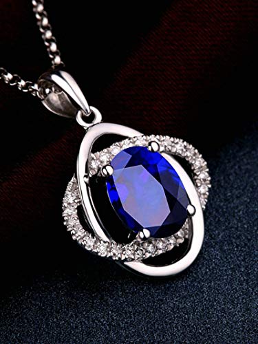 Collar de Oro Blanco 18K con Zafiro Ovalado 2ct