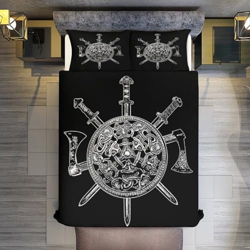 Housse de couette Viking parure lit king finis les draps rêches avec cette microfibre douce 3 pièces