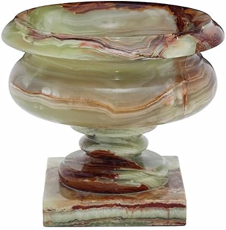 Genuine Onyx Stone Planter Urn, Decorative Marble Planter Vase - 8 Inch Round