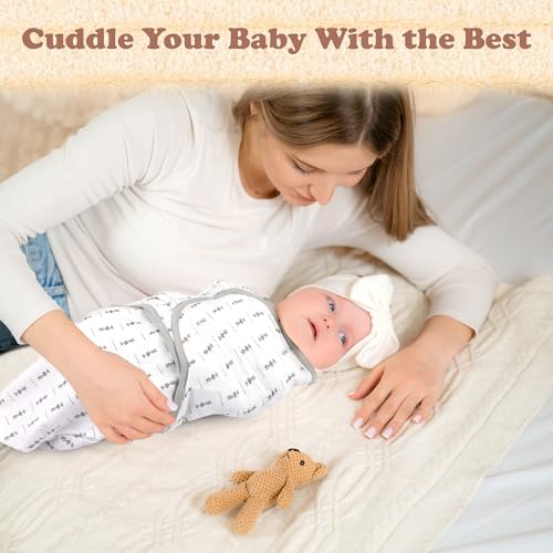 Image of Baby Swaddle Wrap Sack for Newborn Boys and Girls | 0-3 Month| 3 Set of Adjustable Infant Swaddle Blanket with Fastener Straps | Breathable Soft Cotton