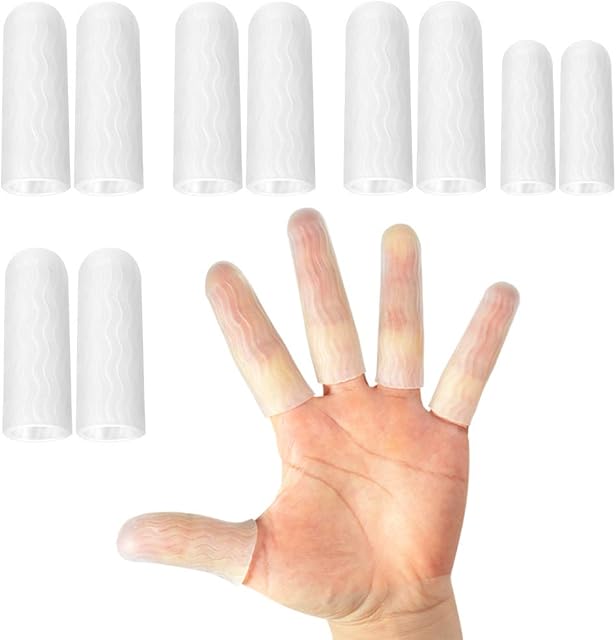HioIoiH 10 Pack Silicone Finger Protectors,For Man,Gel Finger Cots & Protector,Relief from Pain of Finger Tips Cracked, Arthritis