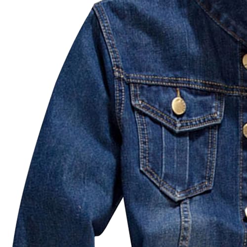 Men's Button Pocket Denim Jacket Slim Fit Field Cowboy Coat Washed Classic Trucker Jean Jackets (Blue,Medium)4