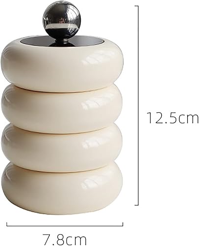 Miniatura 5 de Qtip - Contenedor de hisopos de algodón a prueba de polvo con tapa para baño (blanco lechoso, 4 capas)