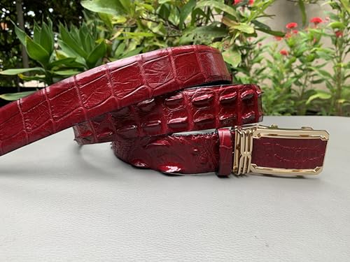 Genuine crocodile alligator leather skin belts buckle for men, Alligator Men's belt, Red Hornback crocodile belts men,3