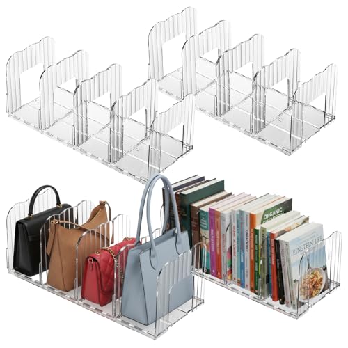 Reviews de Divisores de baldas comprados en linea. 46 4 Piezas Organizador Bolsas de Dama, Espaciado Ajustable, Organizador bolsas con 5 Separadores, Estante Divisores de Almacenamiento para Bolsas de Clóset, Acrílicos Transparente...