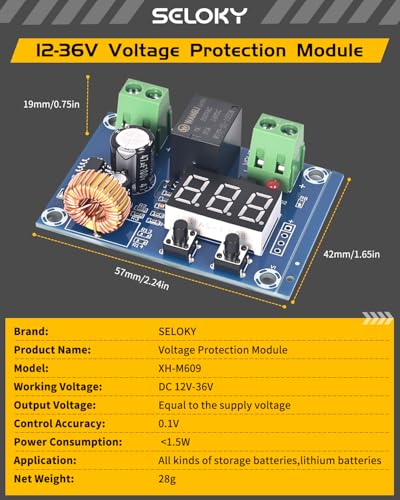 2pcs 12V-36V DC Digital Low Voltage Protector Disconnect Switch Cut Off Over Discharge Protection Module for Lead Acid Lithium Battery Solar Panel Lighting System3