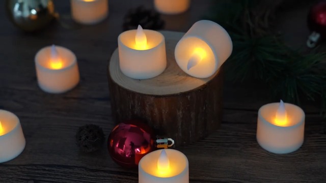 Image of Flameless Tea Lights Set of 24 Realistic Battery Operated Candles with Climbing Flame Effect, Cozy Ambient Candles for Wedding Party Home & Table Decor, 150H+ Battery Included (Ivory)