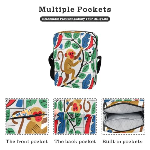 small messenger bag for women cross body bag for woman Shoulder Hand Bags Adjustable Strap for Outdoor Daily Outdoor Daily- Mexico Cute Monkey2