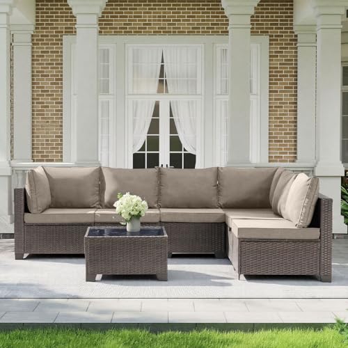 MOCHITO 7 Pieces Outdoor Patio Furniture Sets, All-Weather Sectional Sofa