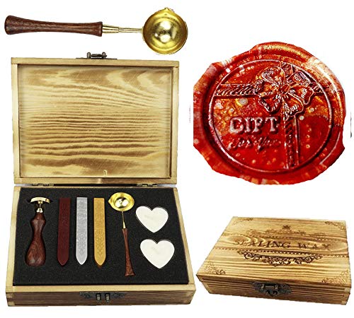 Cuillère à la fonte et kit cachet de cire en bois noble pour papeterie de prestige