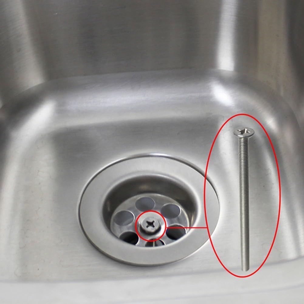 Filtre d'évier en acier inoxydable de 90 mm avec connecteur à vis et boulon pour installation de bonde d'évier de cuisine, ajustement sécurisé sans fuite, argenté