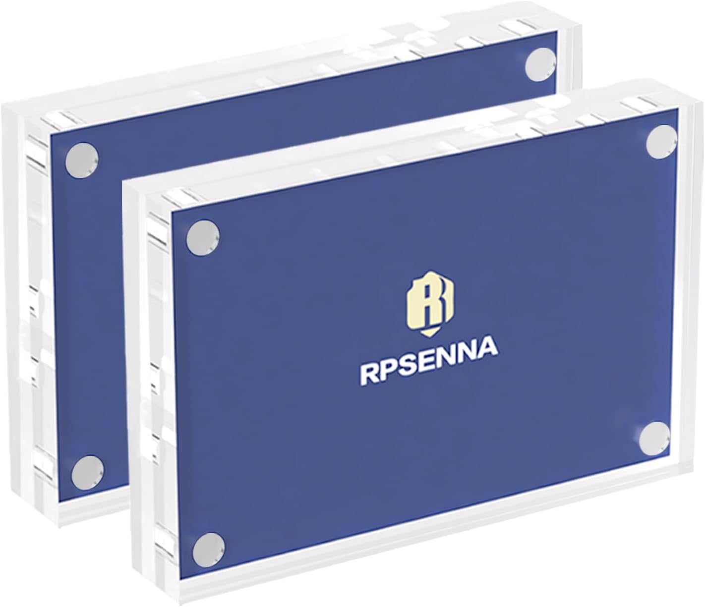 Mini Picture Frame 2.5x3.5 inch Acrylic Magnetic Photo Business Clear Card Frame 20mm Thick Double Sided Wallet Size Desktop Display Frames for Cards Photos Office Home Decor 2 PCS