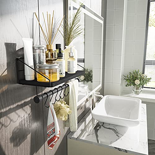 Alsonerbay Floating Shelves Wall Shelves For Bedroom, Bathroom Shelves Wall Mounted With Towel Bar, Kitchen Rustic Wood Shelf With Hooks For Hanging Cooking Utensils Or Mugs #TOP4