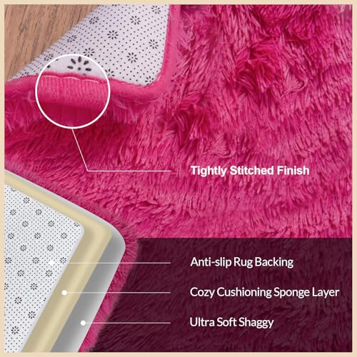 8x10 Rugs for Living Room, Large Fluffy Area Rugs for Bedroom, Soft Carpet Shag Kids Room Rug, Non-Slip Fuzzy Rugs Indoor (Hot Pink, 8ft x 10ft)