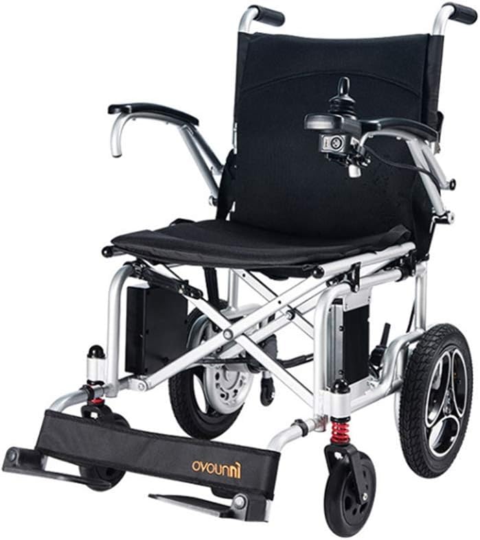 BSJZ Silla de Ruedas eléctrica Plegable Ligera 15 kg, sillas eléctricas Ancho del Asiento 42 cm Reposabrazos extraíbles Motor Dual motorizado