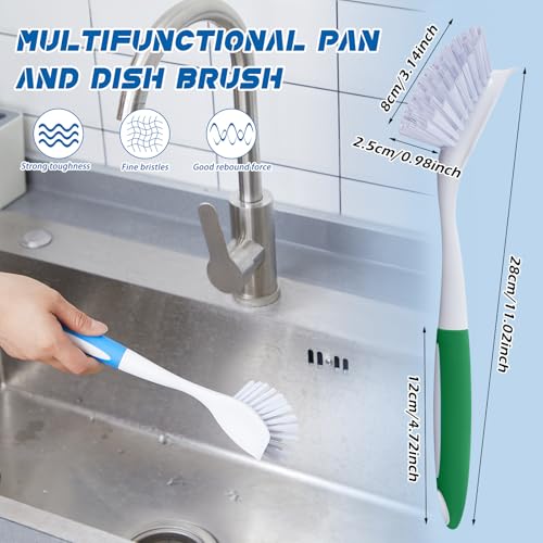 Image of Hsei 6 Pcs Kitchen Scrub Dish Brush Bulk, Blue, Green