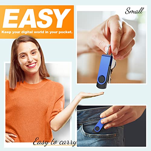 Image of USB Flash Drive 2GB - Pack of 10 Pendrives - Kepmem Multipack Swivel USB 2.0 Thumb Sticks - Blue