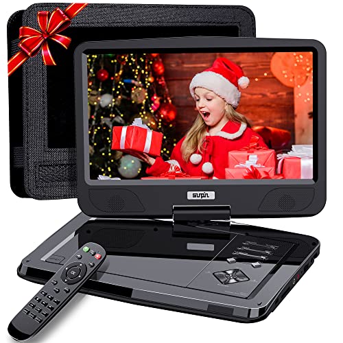 12.5" Portable Dvd Player With 10.5" Swivel Hd Screen, 5-Hour Rechargeable Battery, Dual Headphone Jacks, Car Headrest Case, Car Charger, Region Free, Support Usb/Sd Card/Sync Tv/Multiple Disc Formats #TOP28