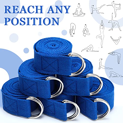 6 Pcs Yoga Strap For Stretching 8 Ft Yoga Exercise Adjustable Straps Yoga Bands With Safe Adjustable D Ring Buckle For Pilates Gym Workouts Yoga Fitness Improves Sitting Posture (Royal Blue) #TOP4