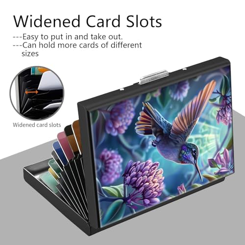 Credit Card Holder, Hummingbird Design Mini RFID Blocking Aluminum Wallet Slim Metal Hard Case Shell Travel Wallet ID Case Small Credit Cards Case Business Cards for Women Men Girls4