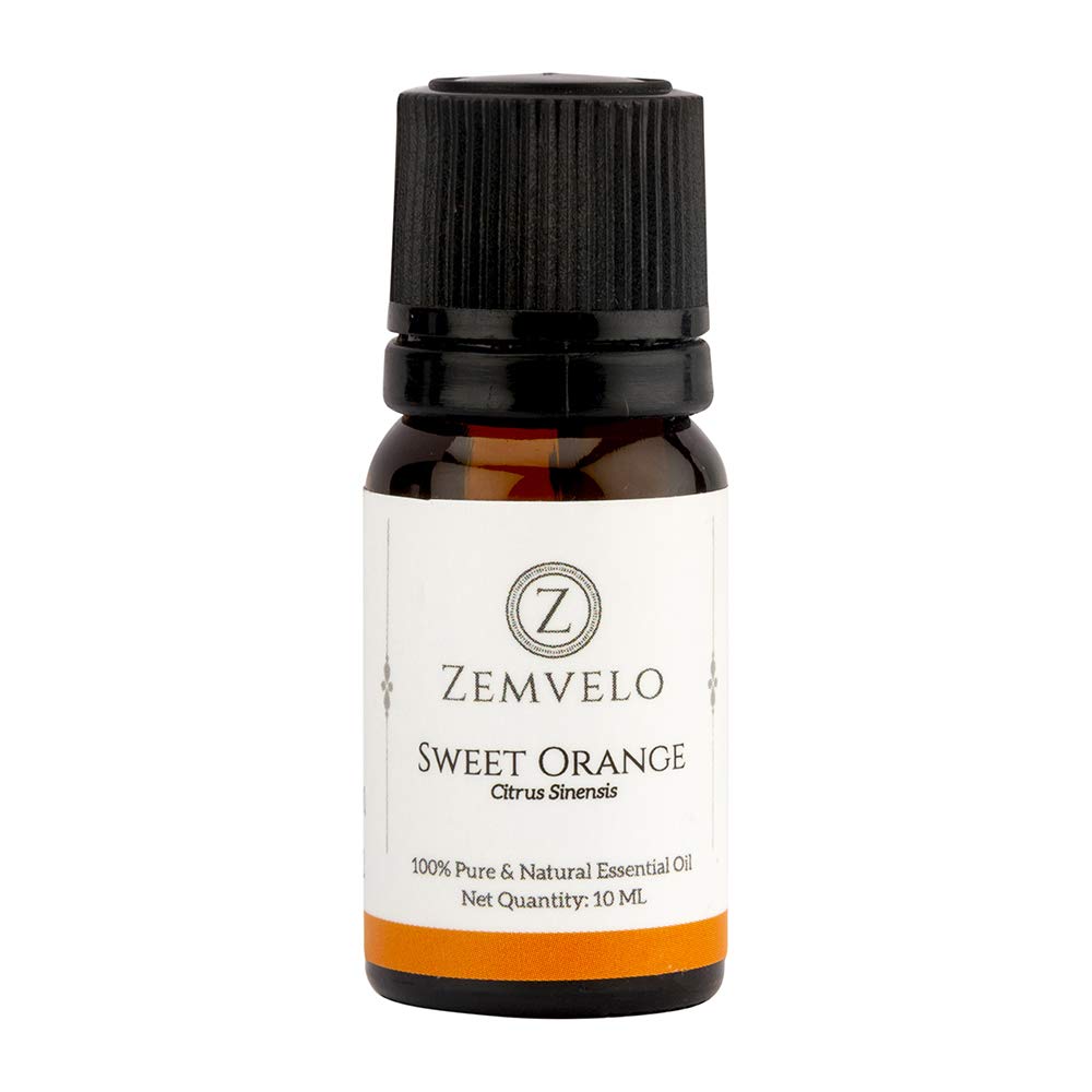 Zemvelo Care Sweet Orange Peel Essential Oil - 100% Pure, Natural, Therapeutic Grade, 10 ml for Skin, Face, Hair Growth, Diffuser, Aromatherapy and Home