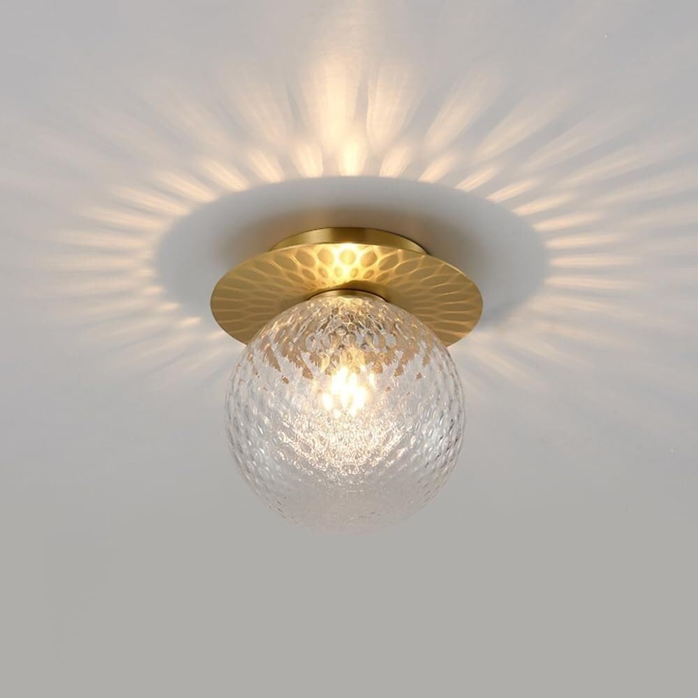 LYMSXAZOU Modern Bathroom Flush Mount Ceiling Light Nordic Glass Home Brass Fixture Indoor Balcony Hallway Close to Fixtures/Black(Brass)