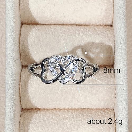 Romantic Lady Wedding Band Heart Love Rings with Shiny Cubic Zirconia Delicate Jewelry4