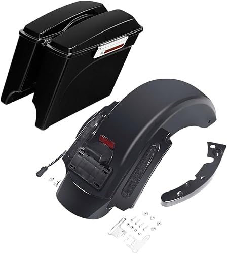 TCMT Alforjas estiradas de 5 pulgadas con lente ahumada para Harley Touring Road King Electra Glide Street Glide Road Glide Ultra 2009-2013