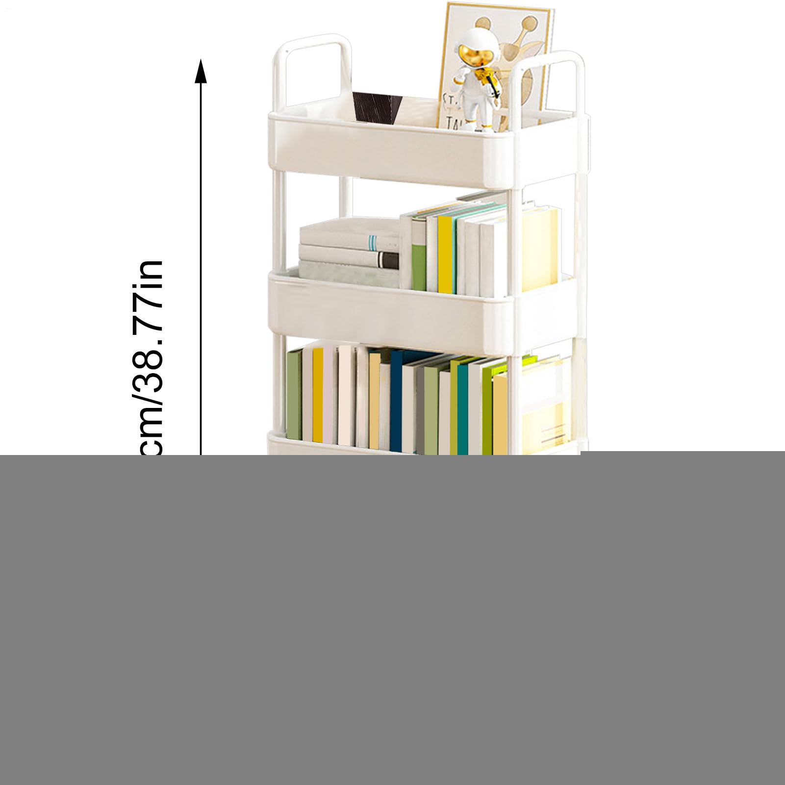 3 Niveles/4 Niveles Carro rodante utilitario con Ganchos - Carro rodante Carro Organizador con Ruedas para Cocina Maquillaje Baño Oficina | Organizador Almacenaje Carrito para Libros