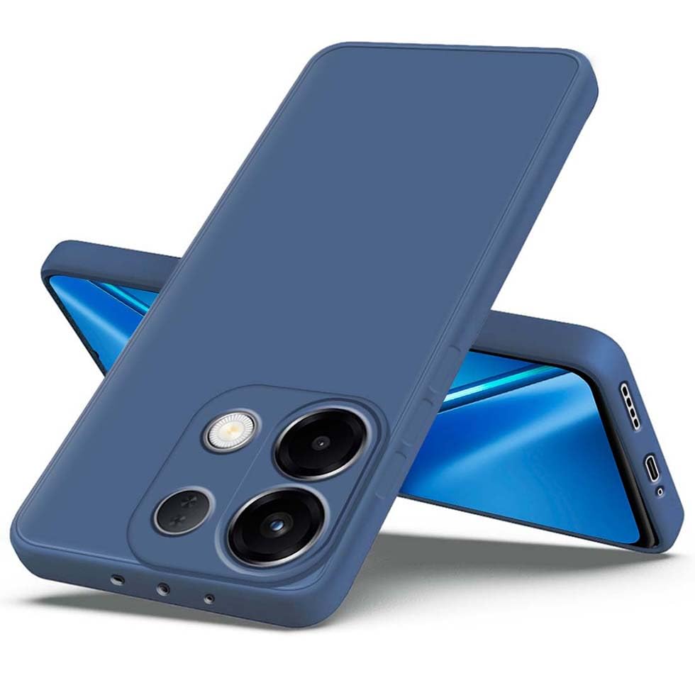 Image of Fashionury Liquid Silicon Back Cover for Oppo K13 5G | Inner Velvet Fabric | Camera Protection | Anti-Fingerprint | Ultra Slim Case (Blue)