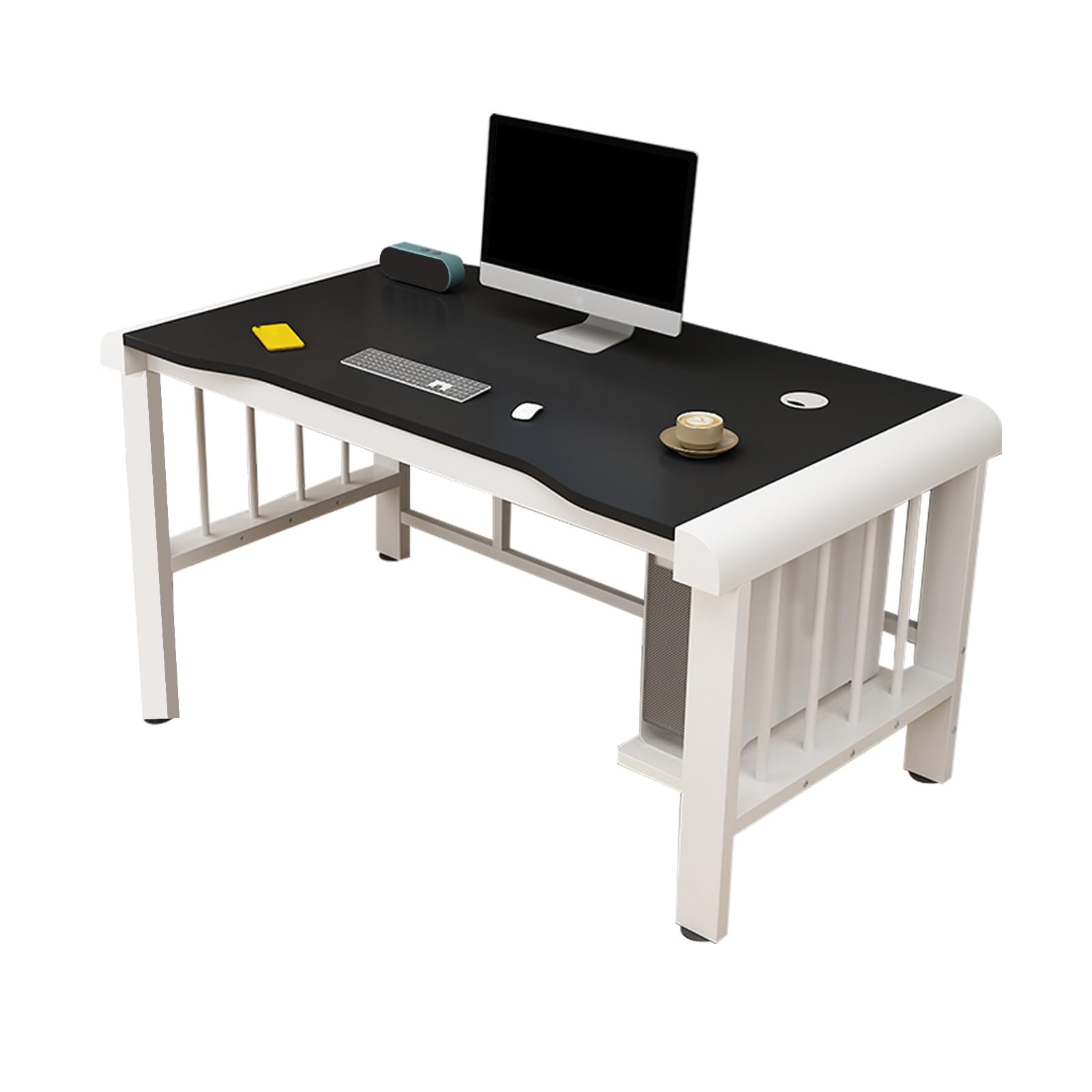 Bureau incurvé noir compact 80x60x76 cm idéal pour optimiser les petits espaces