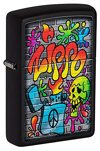 Zippo Street Art Design Black Matte Pocket Lighter