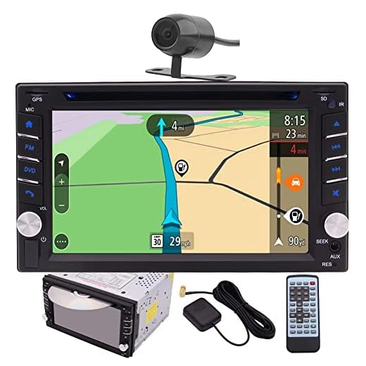 EINCAR Double DIN Car Stereo GPS Navigation Car DVD CD Player in Dash Bluetooth Head Unit with Capacitive Touchscreen AM FM RDS Autoradio 2 DIN Car Radio Receiver Audio Video USB Map Card+Rear Camera