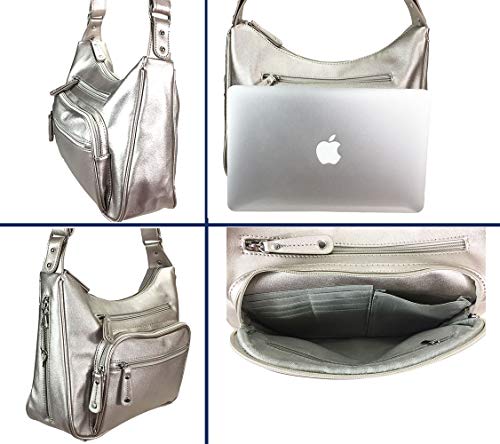Image of Concealed Carry Hobo Bag Locking Crossbody Bag with Built-in Credit Card Slots