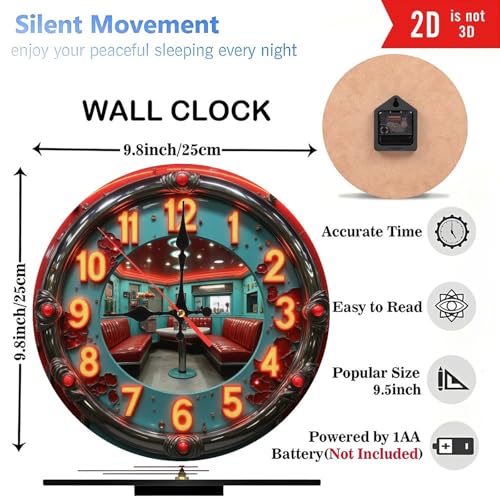 10 Retro Diner Wooden Wall Clock