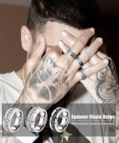 REVOLIA 16PCS Silver Rings for Men Stianless Steel Band Rings for Men Women Simple Engagement Wedding Promise Rings Set3