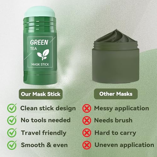 Liftouch 2pcs Green Tea Mask Stick – Deep Cleanse Clay Mask for Face, Blackhead Remover & Pore Cleansing, Oil Control & Hydrating, All Skin Types, Easy Twist-On Application