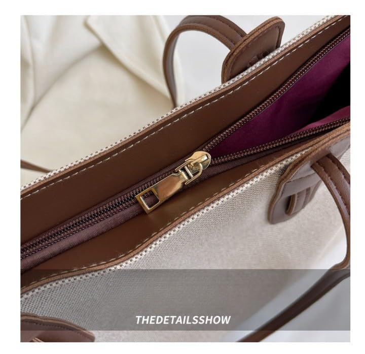 Image of APROFAMILY Simple Large Shoulder Tote Bag For Women Seoul Gangnam Style Light Shopper Bag Purse Travel Tote Clutch Bag School Hobo Shoulder Bags (Brown)