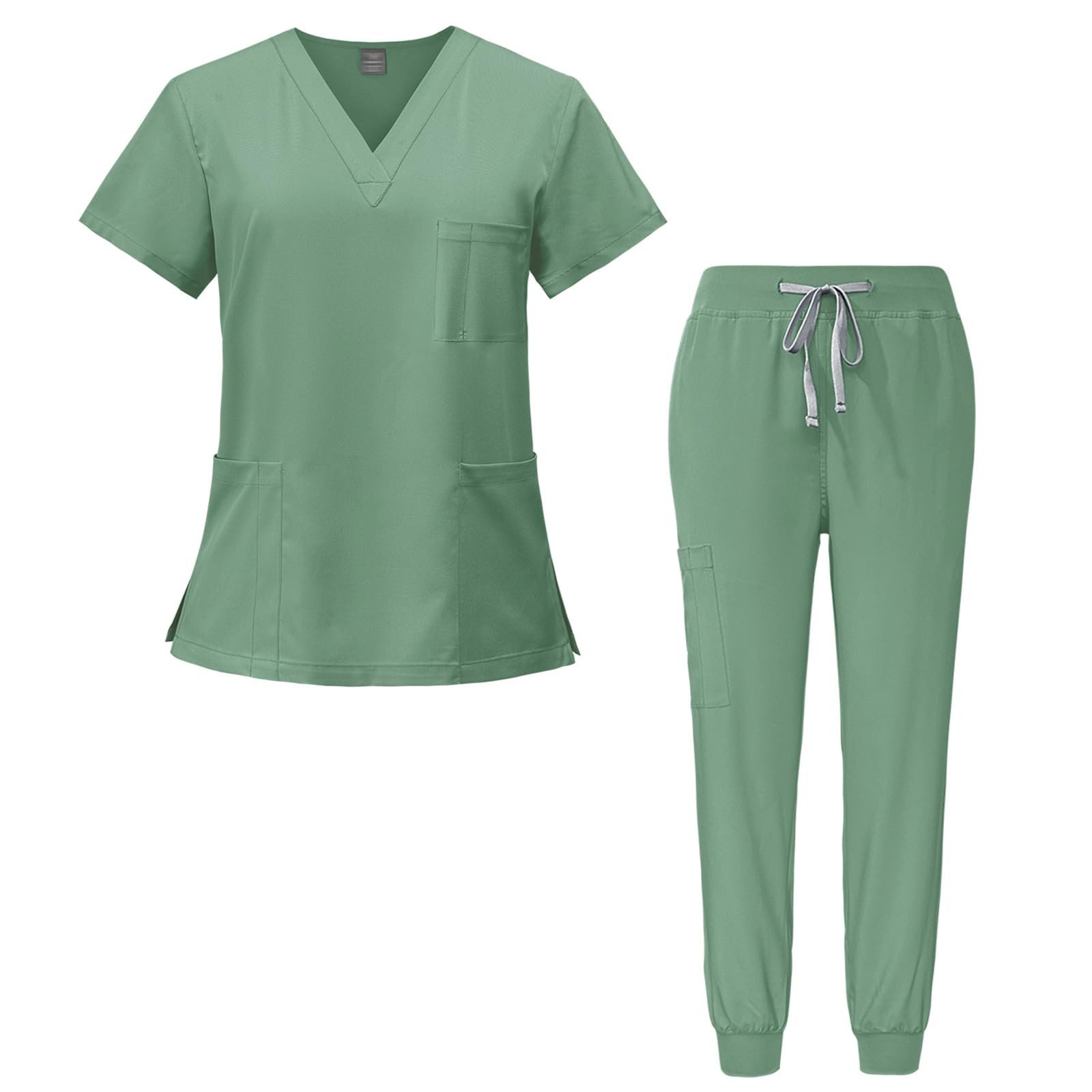 Tuta Medica Top a Maniche Corte con Scollo a V e 3 Tasche Pantaloni Aderenti ad Asciugatura Rapida Vari Colori e Taglie Unisex DK05