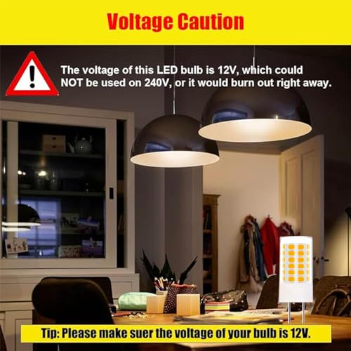 Noobibaba GY6.35 LED Bulb, 12V 4W GY6.35 Bulb, G6.35 Bulb LED T4 JC Type Bi-Pin Base Warm White 3000K - Image 3