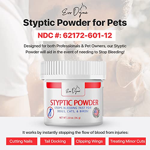 Styptic-Powder-for-Dogs-Cats-and-Birds-2-oz-by-Evo-Dyne-Fast-Acting-Blood-Stop-Powder-for-Pets-Quick-Stop-Bleeding-Powder-for-Dog-Nail-Clipping-Grooming-Cuts-and-More-1-Pack Styptic Powder for Dogs Cats and Birds 2 oz by Evo Dyne Fast Acting Blood Stop Powder for Pets Quick Stop Bleeding Powder for Dog Nail Clipping Grooming Cuts and More 1 Pack