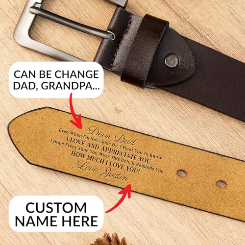 Custom Leather Belt for Dad, Custom Name Engraved Leather Belts Gift For Husband on Father's Day, Christmas Gift for Dad, Valentines Day Gift for Husband2