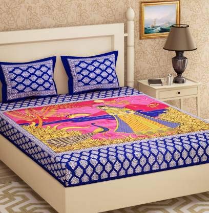 Shilpi Impex100% Cotton Bedsheets for Double Bed with 2 Pillow Covers