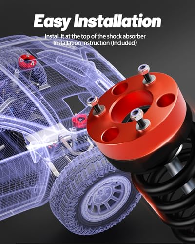 Image of EVIL ENERGY 2.5 inch Leveling Lift Kit Compatible with 2006-2024 Ram 1500 (4WD Only), 2005-2011 Dakota (2WD Only), 2.5 inch Front Suspension Forged Strut Spacers Red