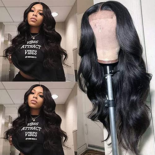 Lace Front Wigs Human Hair Body Wave 4x4 Lace Closure Wig Human Hair Wigs for Black Women Brazilian Hair Pre Plucked Bleached Knots With Baby Hair Glueless Wet and Wavy Natural Black 16 inch