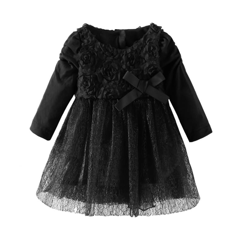 Mud Kingdom Baby Girls Long Sleeve Dress Cute Lace Baptism Princess Dress