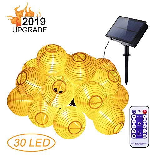 Preisvergleich Produktbild Verbesserte Solarlaterne Lichterketten, Schön 3M / 9.8ft 20LEDS Chinesisches Laterne-Schnur-Licht IP65 wasserdicht, Helligkeit (25% / 50% / 75% / 100%) / 8 Licht-Modi / Timer-Einstellung (3H / 5H / 8H