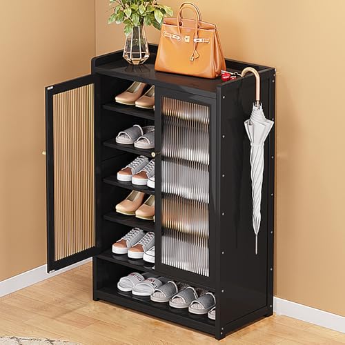 Meuble à chaussures en rotin bois 7 niveaux rangement gain de place entrée 60cm