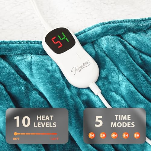 Image of Homemate Electric Heated Blanket Full - 72 inchx84 inch Heating Bed Blankets Throw with 10 Heating Levels 8 Hours Auto Off Fast Heating Over-Heated Protection Ultra Soft Warm Flannel ETL Certified